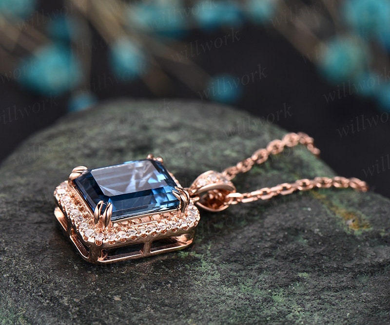 Art Deco London Blue Topaz Filigree Diamond Necklace - Angel Haven  Specialty Jewelers