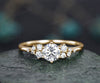 READY TO SHIP : Round moissanite snowdrift engagement ring - 18k Yellow Gold -  Ring Size: 6 US