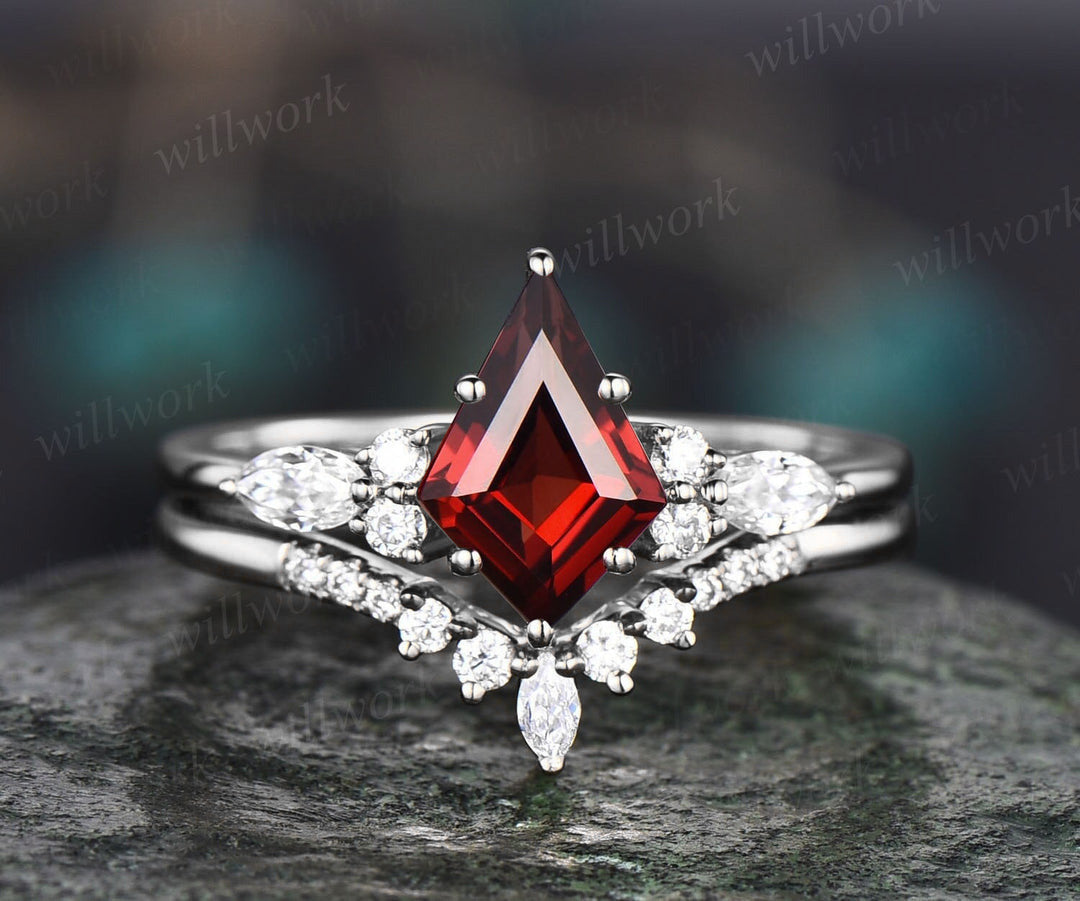 14K 2024 Gold Colour Change Garnet Wedding Set Meets The Greatest Magic Of All - Love.Women Designer Ring