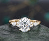 READY TO SHIP: Oval Moissanite Engagement Ring - 14k Yellow Gold - Ring Size: 7.25 US