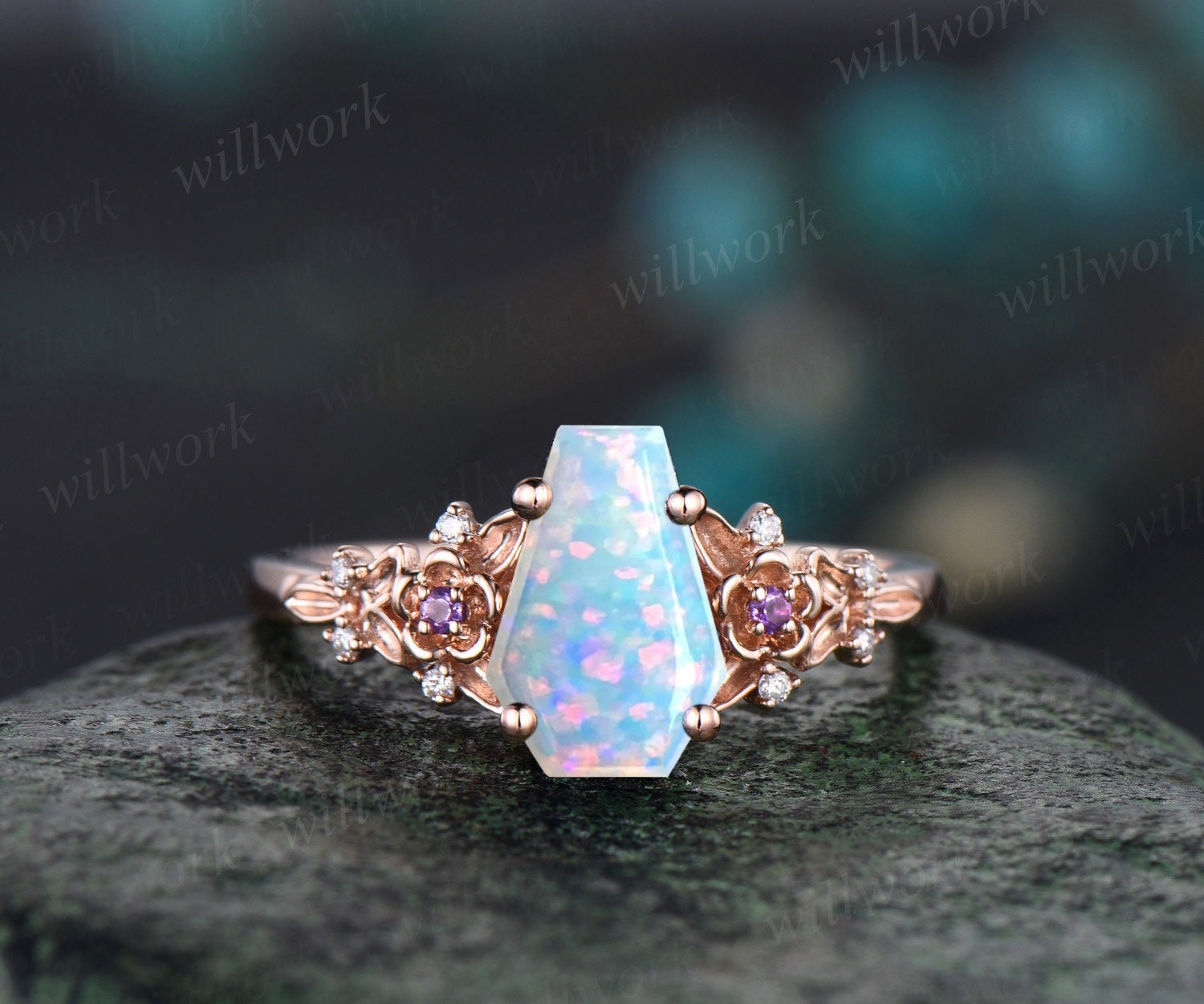 Exquisite Opal Ring for Her, 925 Sterling Silver, 14k Yellow Gold outlet Plated Ring, Anniversary Ring, Birthday Gift