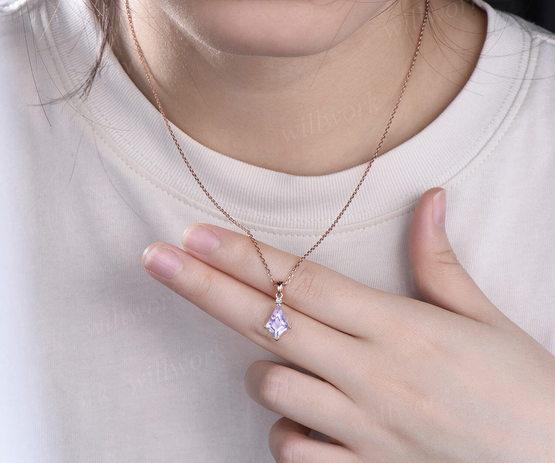 READY TO SHIP: Kite cut Lavender Amethyst Necklace - Sterling Silver