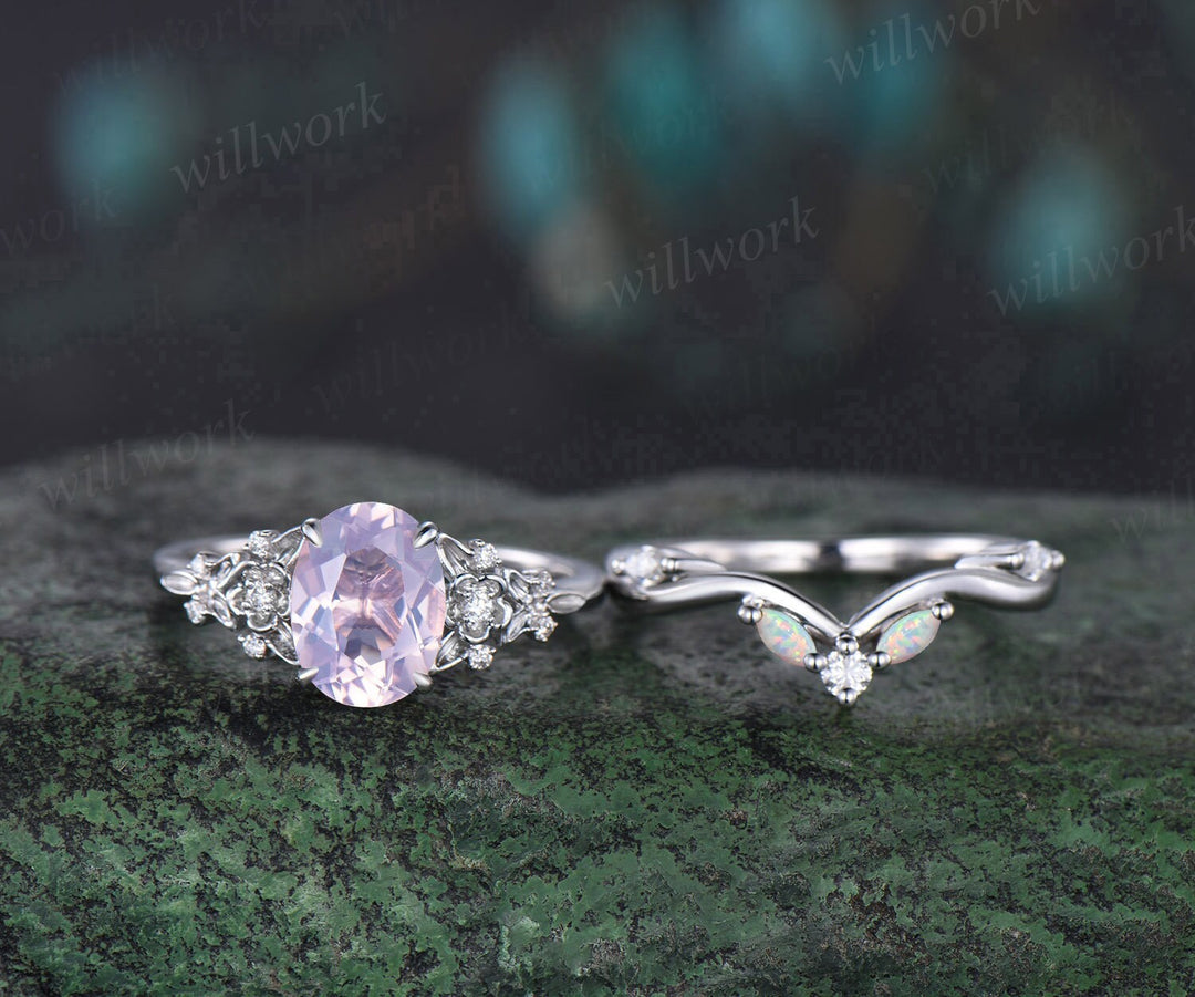 Silver Purple Diamond Promise Rings Vintage Oval Cut Lavender