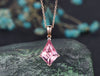 Kite cut Papalacha sapphire necklace solid 14k 18k rose gold vintage unique Personalized pendant women her anniversary bridal gift mother