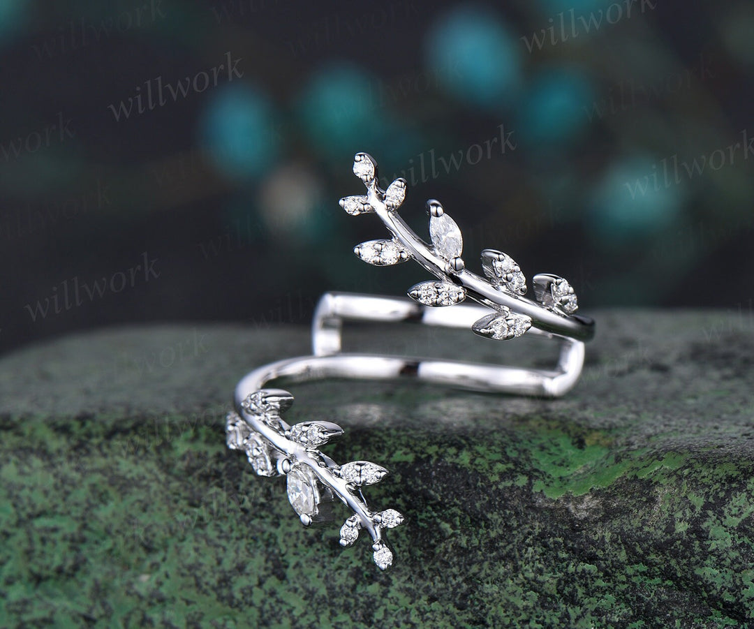 Sweeping Leaf Form Wrap Ring Sterling Silver Polished Double Open Band, 7 Sweeping Leaf Form Wrap Ring Sterling Silver Polished Double Open Band, 7
