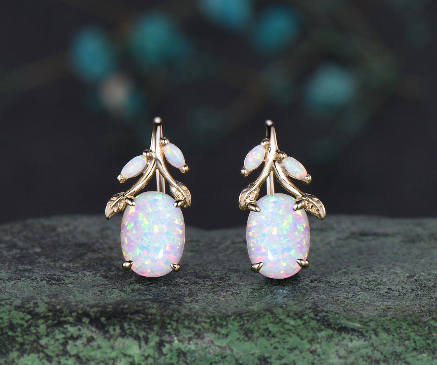 Vintage opal shops fashion pearl earrings