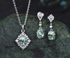 Vintage oval cut natural moss agate earrings necklace set 18k white gold princess moissanite unique pendant for women anniversary gift
