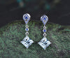 Princess cut aquamarine earrings 14k white gold kite halo sapphire drop earrings women March birthstone anniversary gift for her