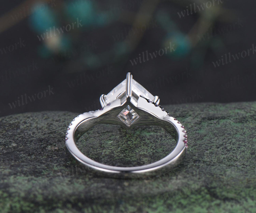 Princess cut IGI lab grown diamond engagement ring white gold vintage moissanite ring infinity ruby amethyst ring women  jewelry