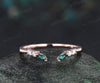 Open gap curved diamond emerald wedding band solid 14k white gold 6 stone ring moissanite stacking ring band women anniversary ring gift