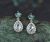 Pear teardrop cut natural moss agate earrings 14k white gold vintage leaf marquise emerald drop earrings women anniversary gift jewelry
