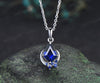 Kite blue sapphire necklace solid 14k 18k white gold vintage unique cluster moon pendant women her gemstone anniversary bridal gift mother