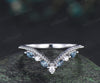 Marquise cut London blue topaz curved wedding band white gold art deco handmade stacking bridal ring women