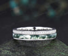 Half eternity natural moss agate wedding band men white gold handmade moissanite ring stacking band