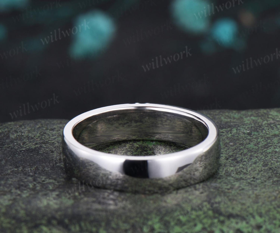 Unique mens sapphire wedding band 14k white gold opal peridot mens handsome man rings matching band gift