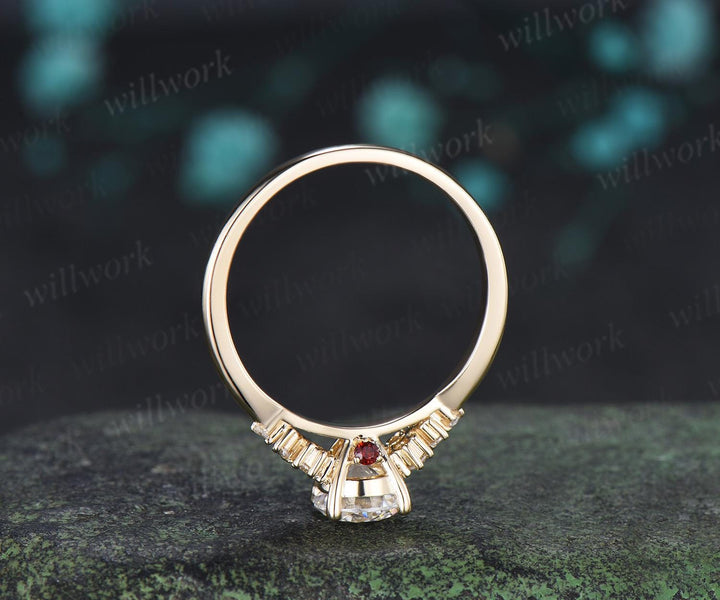 1ct round cut Lab grown diamond moissanite engagement ring solid 14k yellow gold cluster snowdrift wedding promise ring women