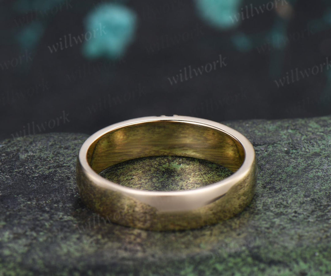 Unique black opal amethyst mens wedding band 14k yellow gold moissanite men handsome man rings matching band anniversary gift