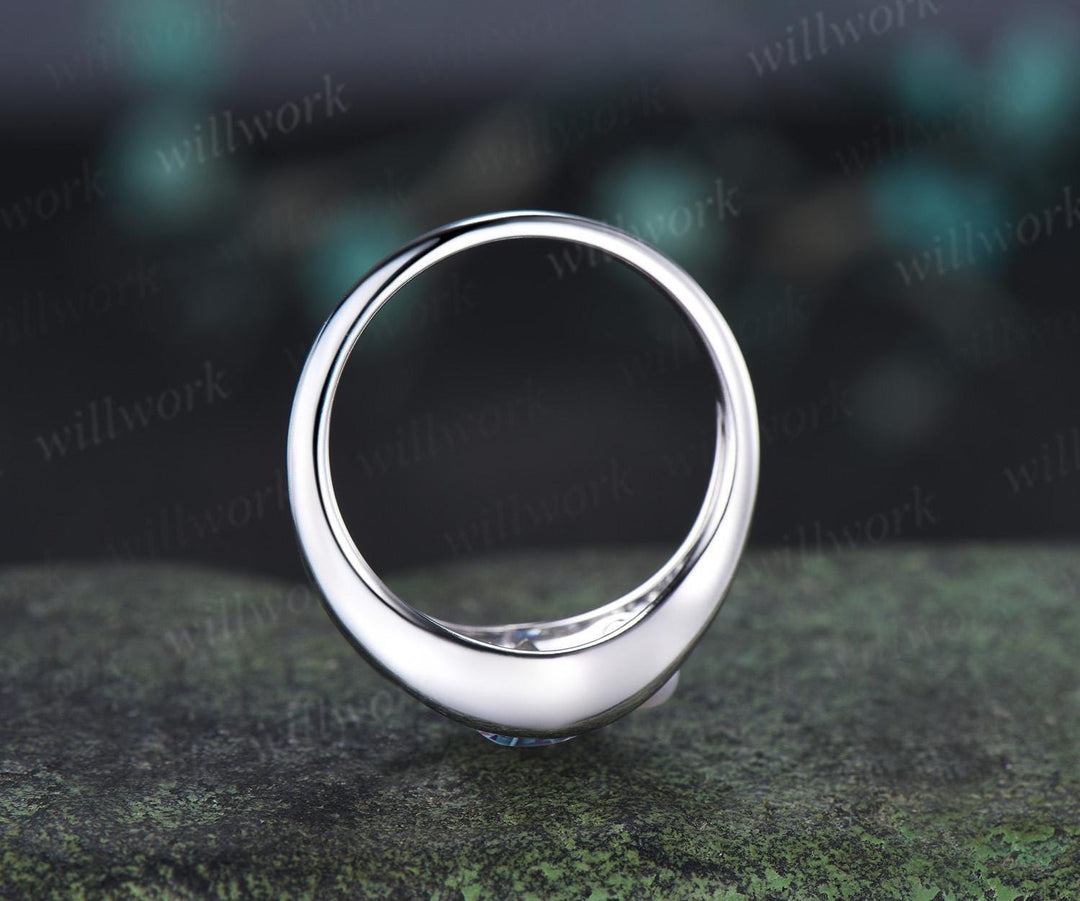 Oval fireworks cut alexandrite pearl engagement ring solid 14k white gold split shank two stone wedding promise ring women jewelry