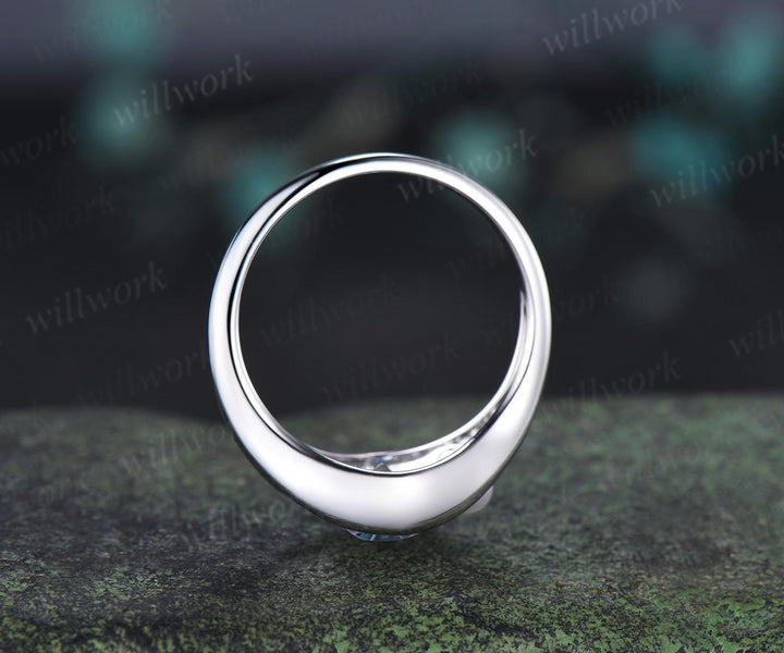 Oval fireworks cut alexandrite pearl engagement ring solid 14k white gold split shank two stone wedding promise ring women jewelry