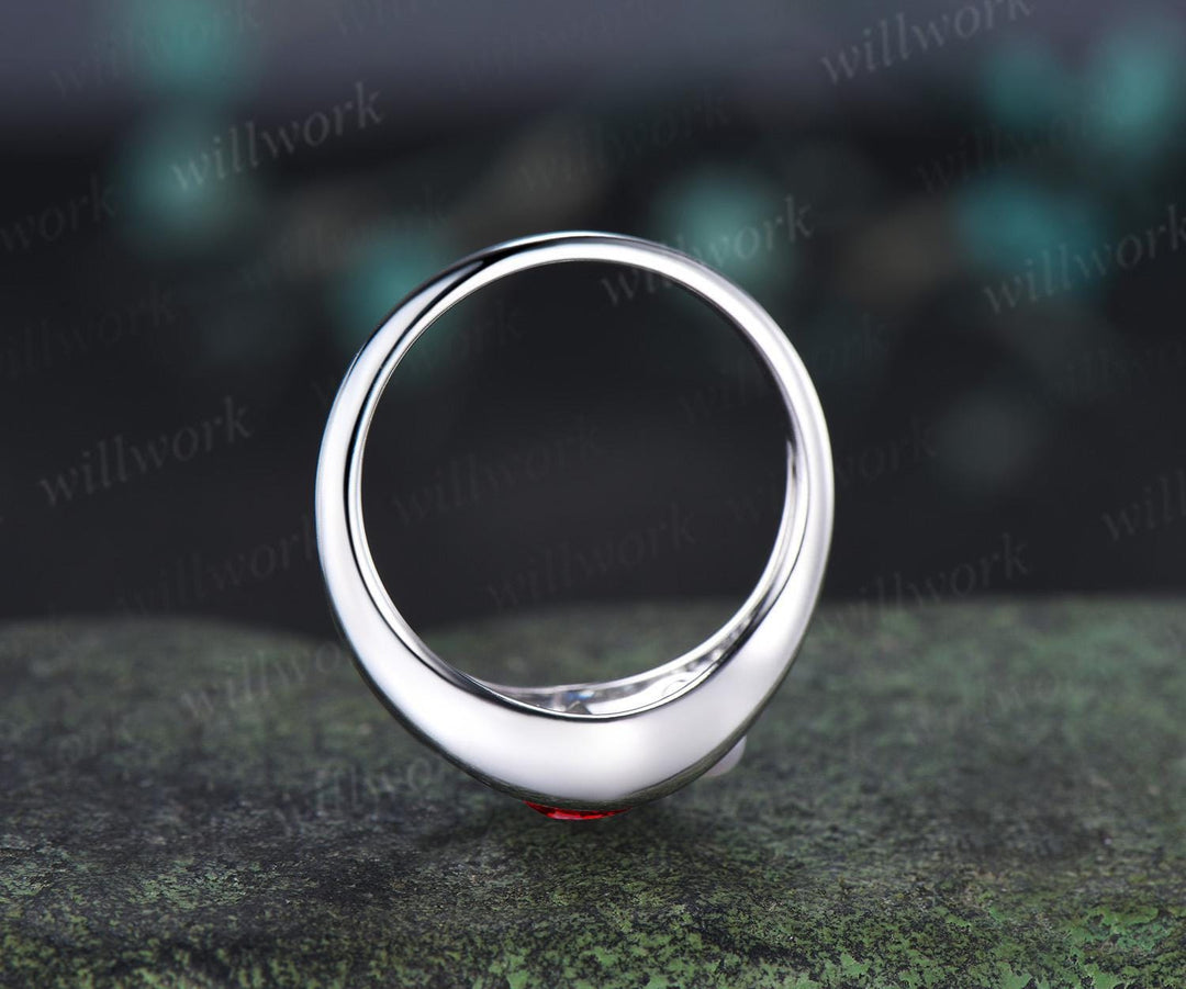 Oval cut red ruby pearl engagement ring solid 14k white gold split shank two stone wedding promise ring women jewelry