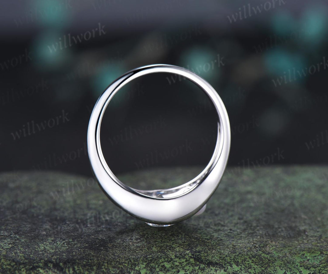 Toi et moi oval cut moissanite pearl engagement ring solid 14k white gold two stone split shank wedding promise ring women jewelry