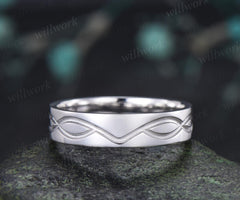 Infinity solitaire mens wedding band solid 14 white gold bridal anniversary ring gift for husband 925 sterling silver