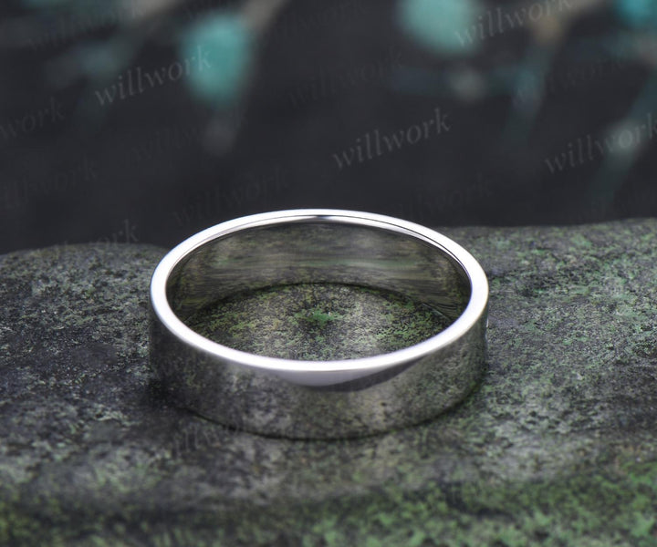 Infinity solitaire mens wedding band solid 14 white gold bridal anniversary ring gift for husband 925 sterling silver
