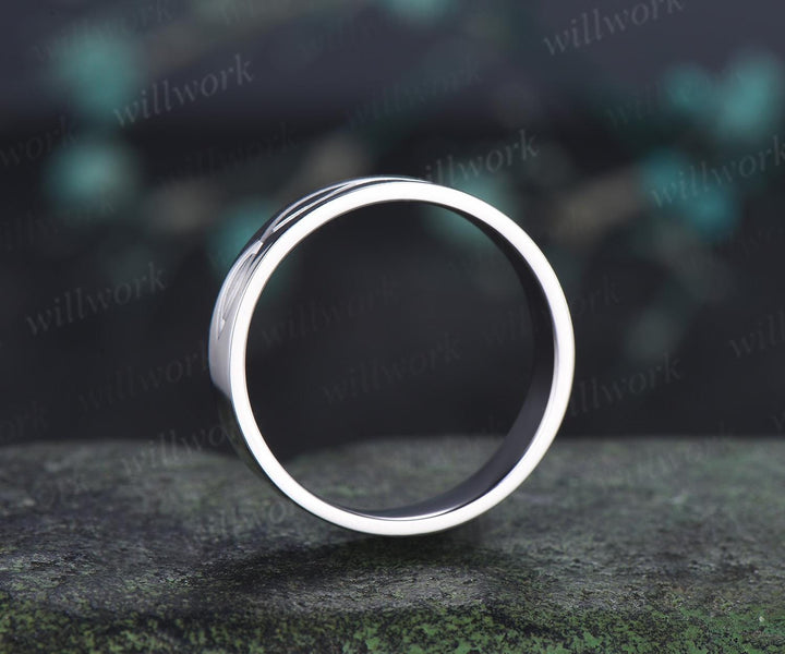 Infinity solitaire mens wedding band solid 14 white gold bridal anniversary ring gift for husband 925 sterling silver