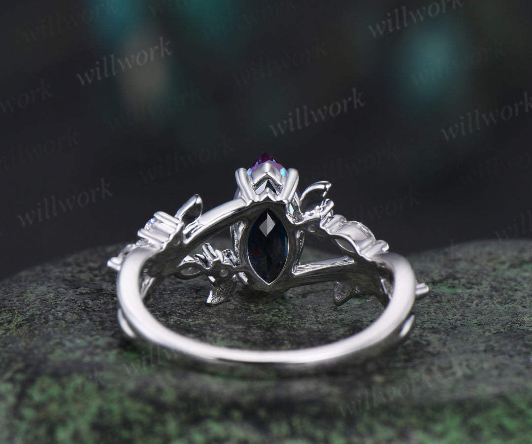 1ct marquise cut alexandrite engagement ring white gold infinity leaf moonstone ring vintage diamond promise wedding ring women