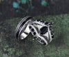 Long Hexagon Black Onyx Bridal Ring Set & Full Eternity Black Onyx Black Spinels Men Ring Classic Couple Ring Set