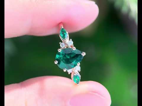 Pear cut green emerald engagement ring rose gold infinity twisted Celtic knot Baguette cut emerald ring women May birthstone ring gift