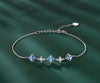 Milgrain Princess Cut Swiss blue topaz Bracelet Vintage 14k white Gold Five Stone Bracelet December Birthstone Bridal Bracelet