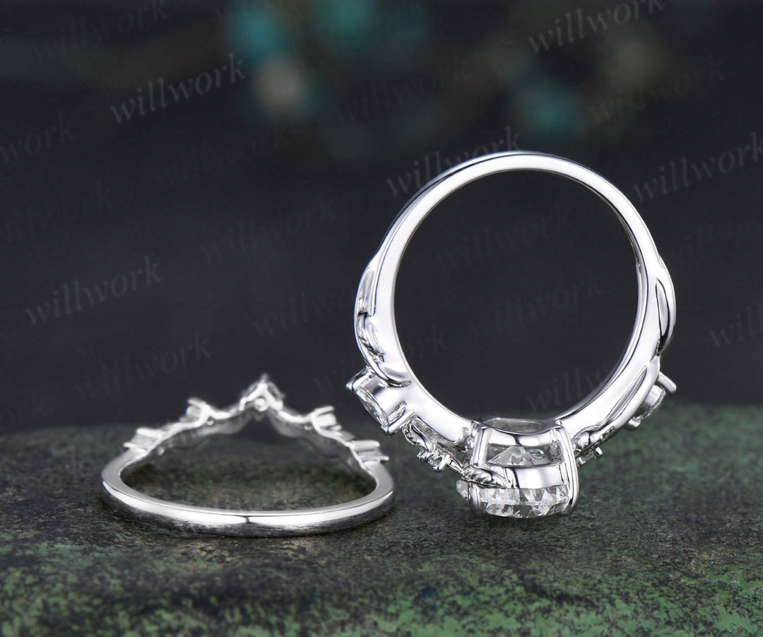 2 Carat Pear Lab Grown Diamond IGI Engagement Ring Nature Inspired Diamond Wedding Ring White Gold Diamond Bridal Ring for Her