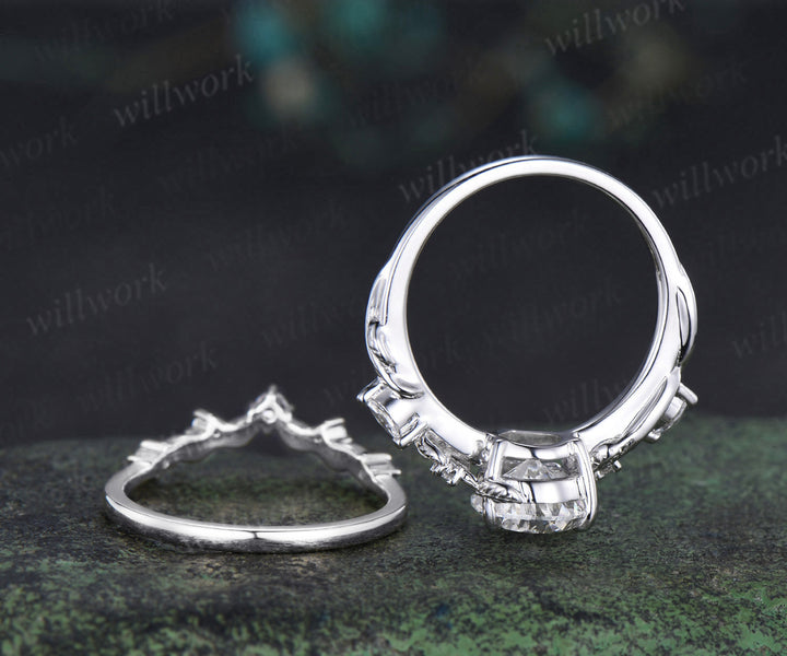 2 Carat Pear Lab Grown Diamond IGI Engagement Ring Nature Inspired Diamond Wedding Ring White Gold Diamond Bridal Ring for Her