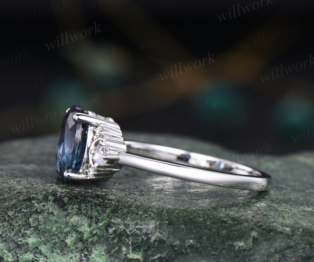 Half Moon Lapis Lazuli 925 Silver Ring Lapis Crescent Ring Moon