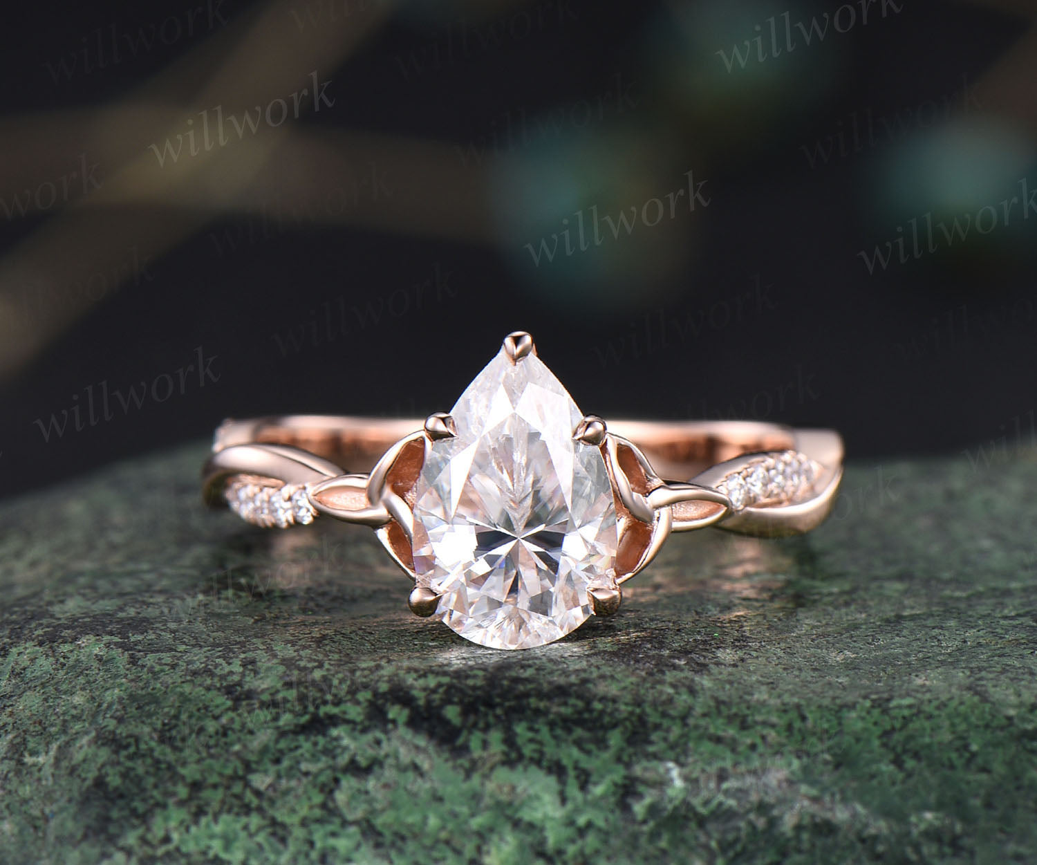 Moissanite pear deals engagement ring