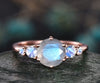 Natural Blue Labradorite engagement ring moonstone minimalist 5 stones ring round Alexandrite engagement ring five stone moonstone ring birthday anniversary wedding ring gifts for women