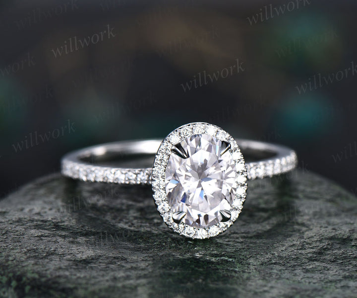 Vintage oval cut moissanites engagement ring set art deco halo diamond ring half eternity natural emeralds diamonds wedding band bridal set gifts for her