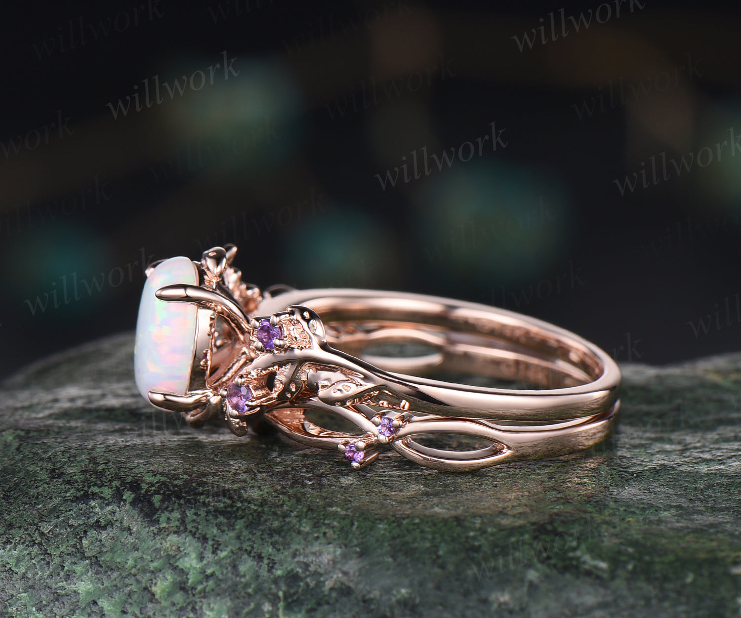 Twig wedding store ring set