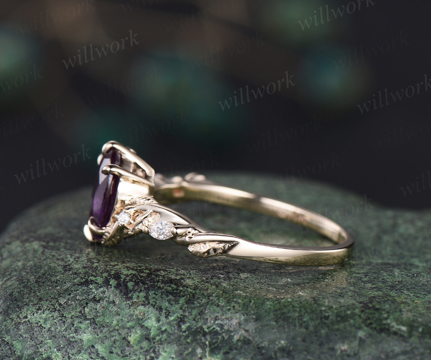 Victorian White good Gold Alexandrite Birthstone Ring, Oval Cut Bridal Engagement Ring, Christmas Gift for Her Wife, Birthstone Gift Jewellery