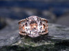 10x12mm Big Oval Morganite engagement ring- Solid 14k Rose gold  anniversary ring-Solitaire Stacking band- art deco floral promise ring