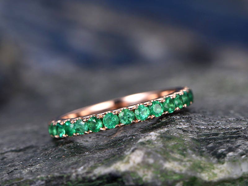 Rose Gold Tsavorite Eternity Band