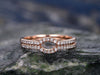 1PC real diamond wedding band solid 14k rose gold curved diamond wedding ring band engagement gift eternity promise anniversary ring for her