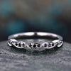 Black diamond wedding band-Solid 14k white gold-marquise diamond stacking ring-half eternity band-stacking matching band-Black diamond ring