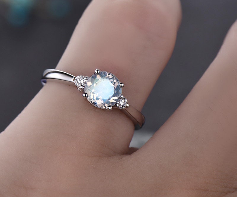Buy Pear Shaped Moonstone Engagement Ring White Gold Halo Diamond Vintage Engagement  Ring Antique Milgrain Bridal Anniversary Gift for Women Online in India -  Etsy