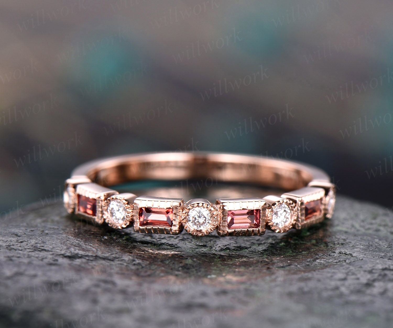 Wedding Band,14K Solid Rose Gold Ring,Diamond on sale Accents Ring,Matching Ring,Stackable Ring,Engagement Ring,Promise Bridal Ring,Gift For Women