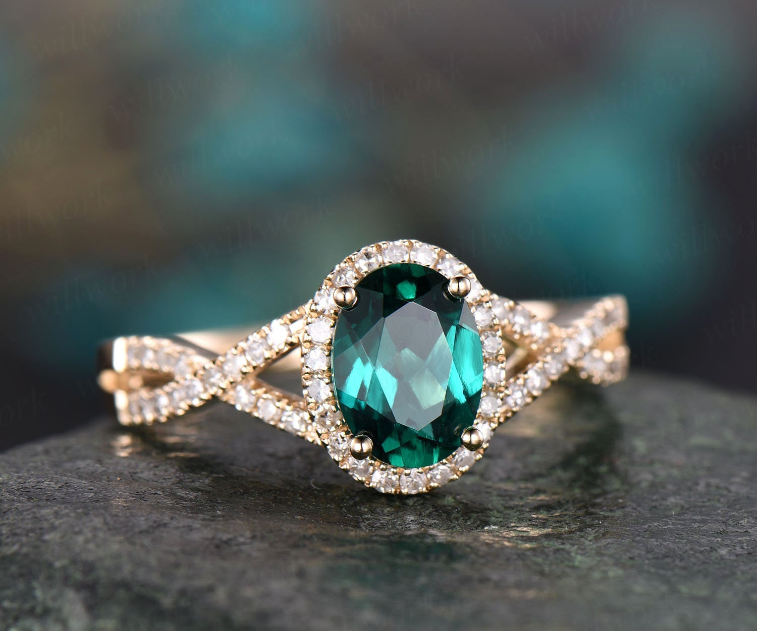 Vintage Emerald & Diamond Wedding Set | 14kt White Gold – Burton's Gems and  Opals
