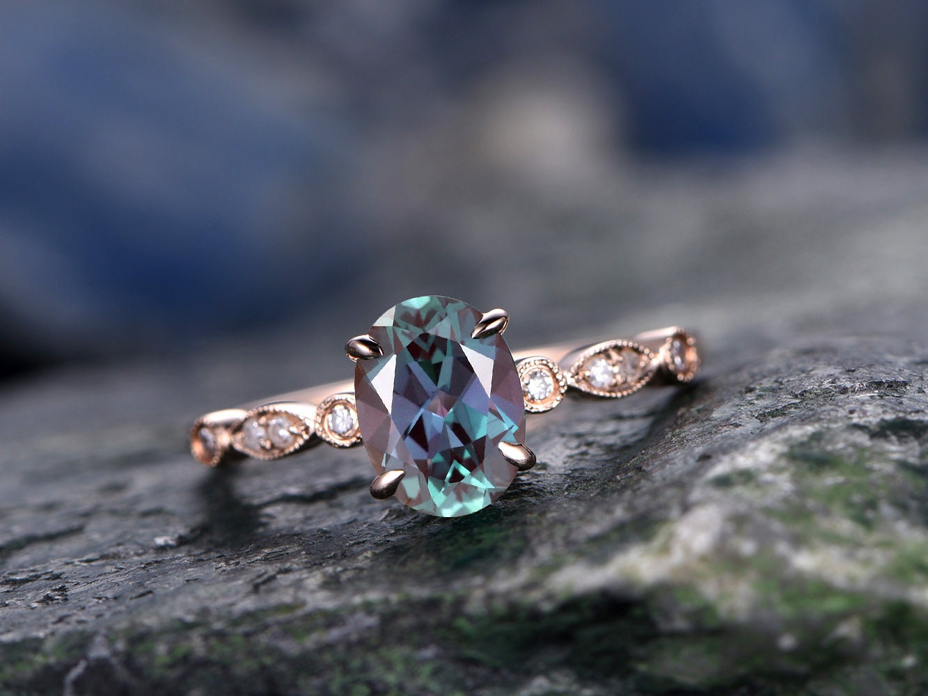 Rose gold clearance alexandrite ring