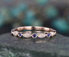 Art deco natural sapphire ring rose gold women marquise ring setting Milgrain vintage diamond wedding ring band September birthstone ring