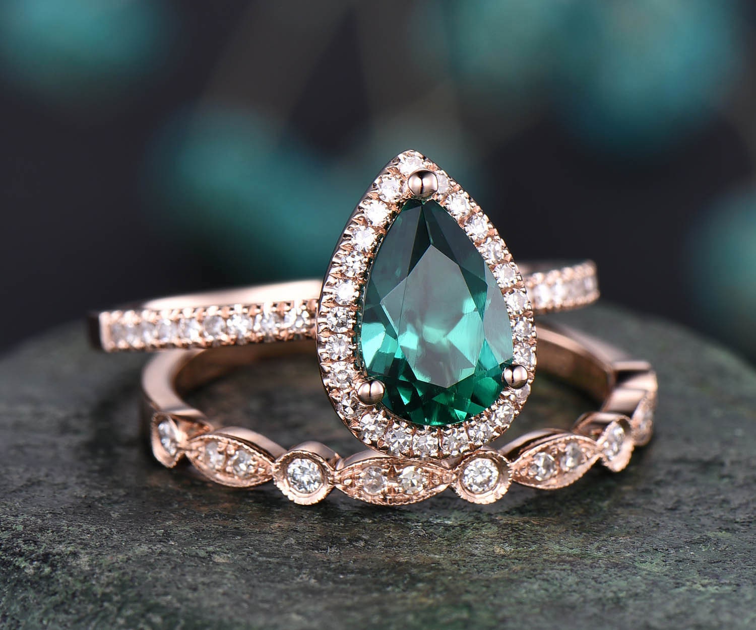 Teardrop emerald sale engagement ring